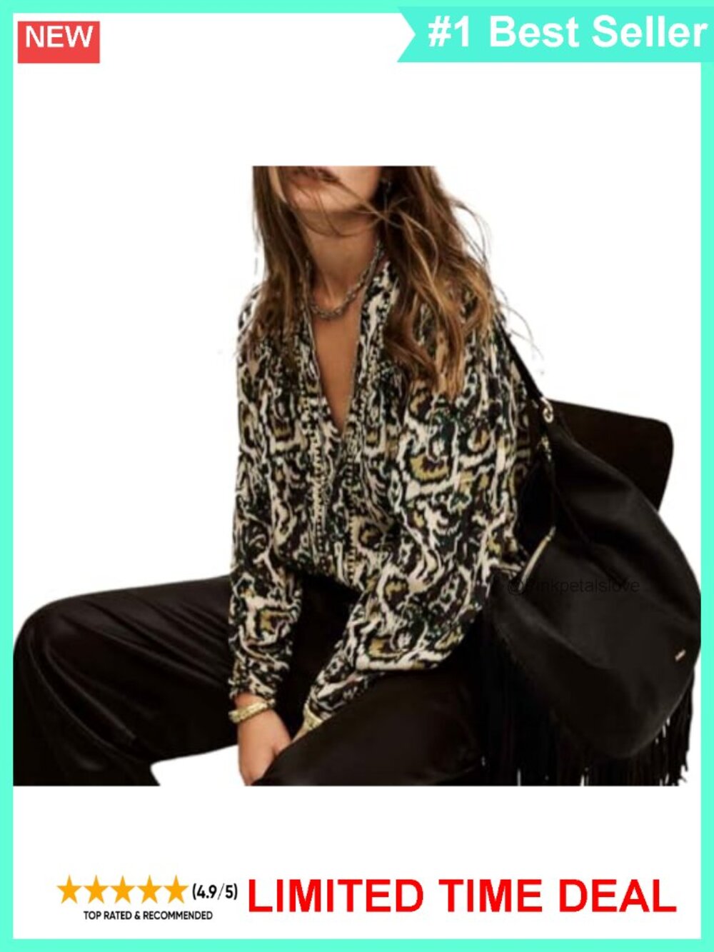 Womens Onada Shirt Bohemian Print Button Tab Blouse Gathered Back - Picture 4 of 5